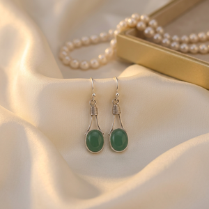 Wholesale Natural Aqua Chalcedony Luxury Women's Everyday Wear Handmade Oval <b>Sterling</b> <b>Silver</b> <b>Drop</b> Dangle <b>Earrings</b> - Product Image 1