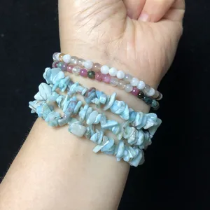 Wholesale Natural Dominican Larimar Stone Beads 5-8mm Blue Tumble Chips Good Diamond Cut Bracelet Jewelry Schmucksteine