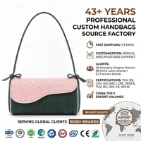 Sac à bandoulière à rabat en cuir d'autruche gaufré rose poudré et vert forêt avec passepoil blanc, sac à main de luxe élégant et chic pour femme, personnalisable OEM