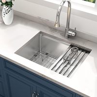 Évier de cuisine moderne Zhihengda 23 x 18 pouces, cuve unique, acier inoxydable 16 jauges, sous plan, grand volume, accessoires, finition brossée 5
