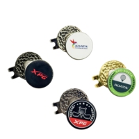 Vente en gros de marqueurs d'alignement magnétiques vierges en métal émaillé avec logo personnalisé pour balles de golf pince à chapeau