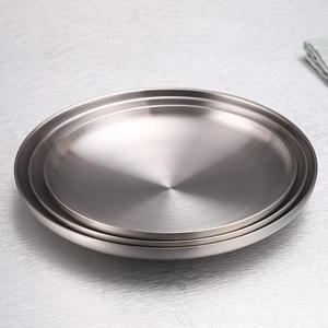Piatto per Barbecue Moderno in Acciaio Inox 304, Piatto Dorato Poco Profondo, Piatto per Torte a Fondo Piatto - Product Image 1