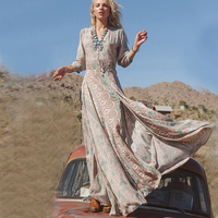 Robe Maxi Vintage en coton naturel biologique pour femme, tenue de pique-nique décontractée, grande taille, style Boho, été, 100%