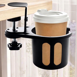 Plastic Single Tier Water Cup Holder Desk Clip Adjustable Rotatable Cup Stand with Injection Molding for Office Desktop Use - Product Image 1