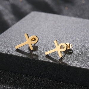 Orecchini Pendenti Donna In Acciaio Inox - Croce Ankh E Occhio Di Horus Simbolo Egiziano Amuleto - 4