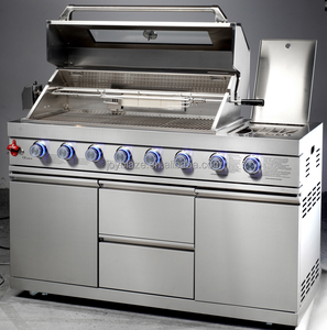 CE เครื่องทำบาร์บีคิว6 + 1 + 1เตาย่างแก๊สบาร์บีคิวกลางแจ้งทำจากสเตนเลส304ได้ทันสมัยได้รับการรับรอง CE สำหรับใช้ในบ้าน - Product Image 3