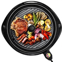 Grande plancha électrique antiadhésive d'intérieur NFS, surface froide au toucher, chauffe rapidement, faible teneur en gras, compatible lave-vaisselle, avec couvercle en verre, modèle EMG-980BX de 14 pouces