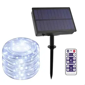 100 200 300 Led Opgewaardeerd Touch Schakelaar Heldere Solar Fairy Lights Outdoor Led Tube String Met Afstandsbediening Timer/dimmer Tuin