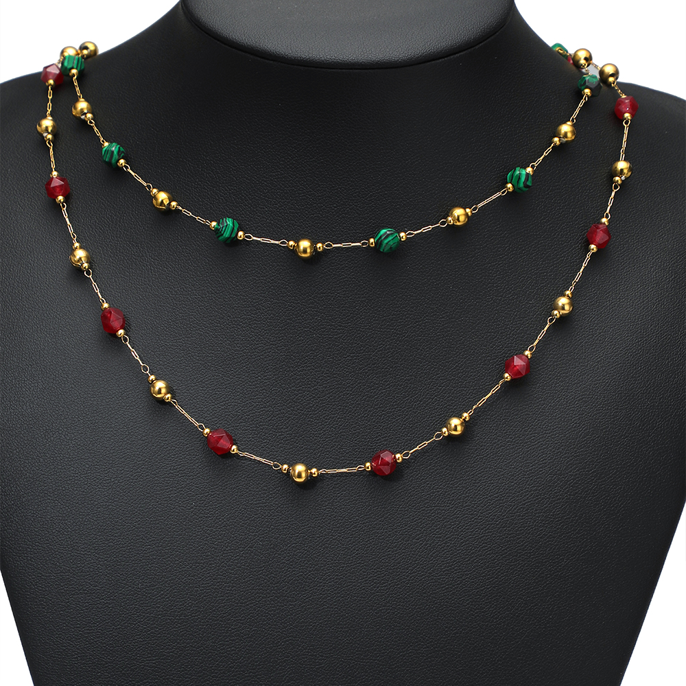 Popular Designs Stainless Steel Gold Plated Stone Bead Link Chains for Handmade Necklace Bracelet Making