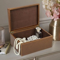 Boîte à souvenirs en bois de grande taille, avec cadre en bois et revêtement en simili cuir, idéale pour ranger des accessoires précieux et des objets divers sur le bureau