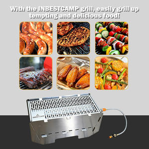 INBESTCAMP Barbecue de camping pliable au <span class=keywords><strong>charbon</strong></span> de <span class=keywords><strong>bois</strong></span>, transportable, pour jardin, station de cuisson dépliable, ouverture rapide - Product Image 5