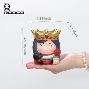 Roogo Nhân Vật Sáng Tạo Nồi Nữ Hoàng Nghệ Thuật Trồng Hoa Với Thiết Kế Phim Hoạt Hình Nhựa Trang Trí Nội Thất Cho Quà Tặng Sơn Kết Thúc - Product Image 6