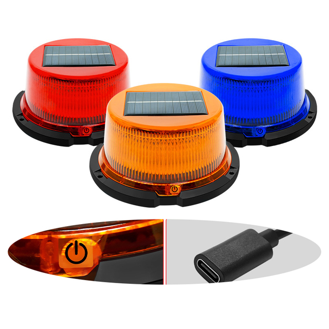 Solar Powered Strobe Warning Light Car Roof Magnet LED Strobe Light Beacon Light Led Flashing for Car Lorry Truck Accessory