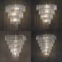 Style européen nouvelle bande de glace acrylique lampe lustre en cristal mariage Banquet salle plafond décoration pendentif