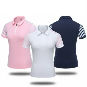 Logo personnalisé 100% Polyester Sublimé Golf Polo À Col Zippé Patchwork Maille femme Polos Taille XS-4XL