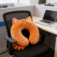Repose-tête en mousse à mémoire de forme en forme de chat orange 36x26x10CM – Support polyvalent pour le cou, idéal pour canapé, lit et lecture