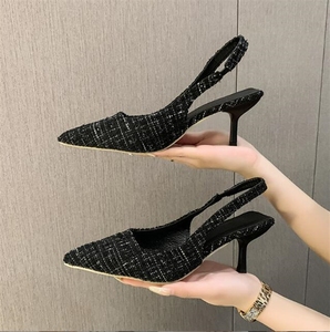 Fashion Spring and Summer White Blue New Style French Shallow Pointed Thin Heeled Sandals Close <b>Toe</b> Office Lady Shoes - Product Image 4