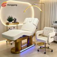 Table de massage électrique de luxe à 4 moteurs pour spa facial, lit de beauté pour salon de beauté, cosmétique, maquillage des sourcils