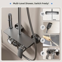 Ensemble de douche HL noir mat avec pommeau de pluie mural 4 fonctions, jet supérieur réglable, douchette à main et bidet en alliage d'aluminium
