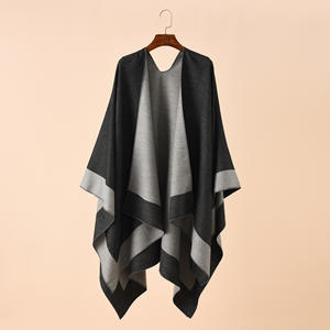 Poncho enveloppant châ<span class=keywords><strong>le</strong></span> femme Ruana Cape Cardigan pull ouvert devant pour automne hiver printemps pour femme Poncho - Product Image 5