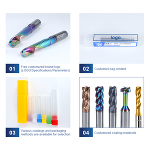 Fraise à queue en carbure HRC55 HRC60 à 3 ou 4 dents carrées pour découpe CNC d'aluminium et de métal - Product Image 2