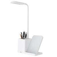 2022 QI chargeur sans fil support lampe de lecture livre lumière oeil amical Dimmable bureau LED lampe de bureau avec porte-stylo