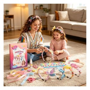 Kit de Création de Coiffes DIY pour Enfants : Arc-en-ciel, Licorne, Nœuds, Étoiles, Autocollants, Cerceaux en Satin – Jouet de Beauté, Fournitures Cadeaux, Artisanat - Product Image 2