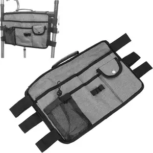 Multi pockets oxford organizer double sided walker storage bag for wheelchair rollator