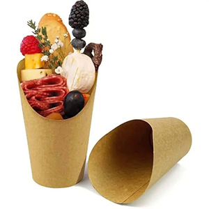 Vasos y Portavasos Desechables de Papel Kraft Grueso, Ecológicos y Degradables, para Papas Fritas, Huevo Frito y Otros Alimentos - Product Image 4