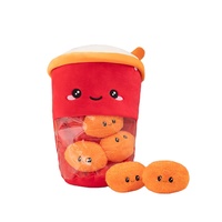 Coussin en peluche amusant et sain en forme de tasse de smoothie aux baies de goji avec 6 mini baies de goji à l'intérieur, amusant pour jouer et câliner