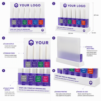Présentoir de comptoir en acrylique personnalisé pour stylos à injection, surface sérigraphiée, avec 6 maquettes de stylos pour exposition
