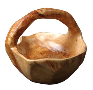 Cesta artesanal de madera de raíz con asa, comida de exhibición de cuenco de frutas y verduras, cesta de madera de estilo Natural de gran tamaño, cuenco grande sólido - Product Image 1