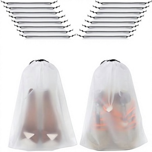 <b>Waterproof</b> Reusable Dustbag Clear Frosted Shoe Storage <b>Bag</b> PVC PE Plastic <b>Drawstring</b> Closure Custom Pouch for Travel - Product Image 3