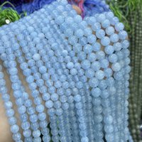 Perles rondes en aquamarine bleu ciel, pierres naturelles polies, accessoires de perlage DIY, nouveautés, vente directe d'usine