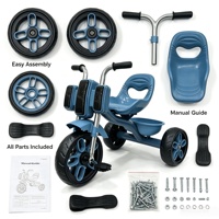 Tricycle en plastique pour enfants, vélo à pédales pour tout-petits avec musique et lumières, tricycle à pousser pour bébés, pour garçons et filles