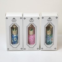 Dossiers d'emballage pour petites bouteilles de parfum cosmétiques avec gaufrage Boîtes en papier de luxe recyclables Blister transparent Fenêtre en plastique