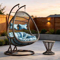 Fauteuil suspendu double pour l'extérieur, chaise œuf en rotin avec support métallique, idéal pour le jardin, le parc, l'hôtel, la maison ou le balcon