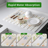 Tapis de séchage pliables en diatomite anti-moisissure à séchage rapide pour vaisselle et bouteilles, adaptés aux comptoirs