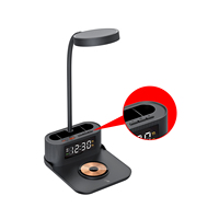 6 In 1 Multifunctionele Draadloze Oplader Met Klok, Bureaulamp Draadloze Oplader Met Penhouder, Opvouwbare Designlader