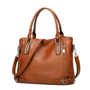 Amazon hot sale fashion leather tote bag for women with pocket