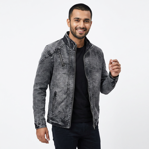 Factory <b>Men</b> No Hooded Design Printing Custom Jean <b>Denim</b> <b>Jacket</b> Button Letter Printed <b>Denim</b> <b>Jacket</b> Custom Jeans <b>Jacket</b> - Product Image 1