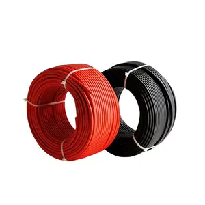 Câble solaire noir rouge 1x1, 5mm2 2, 5mm2 4 mm2 6 mm2 10awg 12AWG 14AWG 16awg tuv pv fil 600v 1kv 1.5kv 1.8kv flexible pv1-f dc