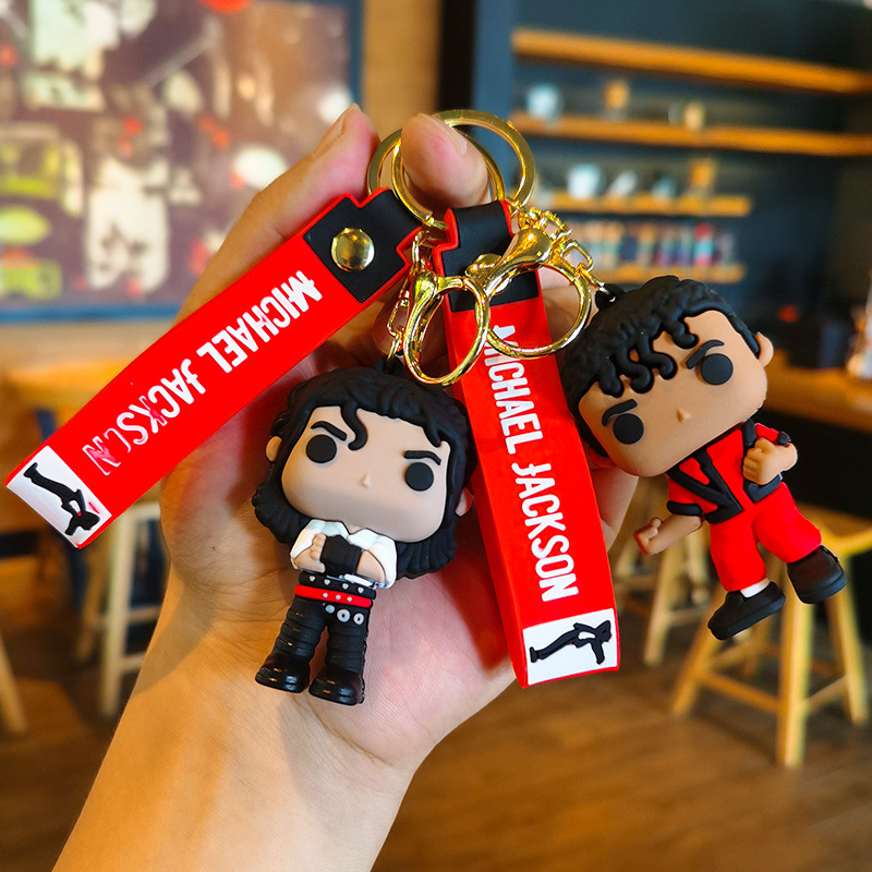 Michael Jackson 3D Keychain Music Idol Doll Machine PVC Rubber