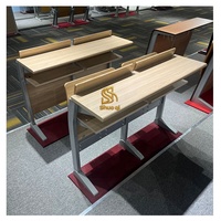 Ensemble Chaise et Table d'Étudiant en Alliage d'Aluminium Durable et Moderne, Hauteur Réglable, Plateau Ignifuge, pour École et Hôtel