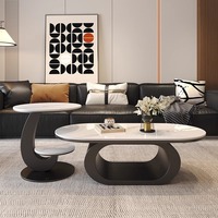 Table basse ovale moderne en métal, durable et décorative, pour salon, petite famille, minimaliste, créative, combinaison de formes spéciales