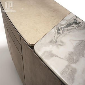 Conjunto de muebles de lujo para sala de estar, tablero lateral de cuero nobuk moderno, italiano, <span class=keywords><strong>2</strong></span> <span class=keywords><strong>metros</strong></span> de <span class=keywords><strong>largo</strong></span>, consola superior de mármol, mesa con puertas - Product Image 4