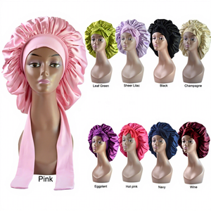 Bonnet de nuit en satin de soie de luxe <span class=keywords><strong>pour</strong></span> femmes, avec lien ajustable et bande élastique sécurisée <span class=keywords><strong>pour</strong></span> préserver les coiffures bouclées pendant le sommeil - Product Image 1