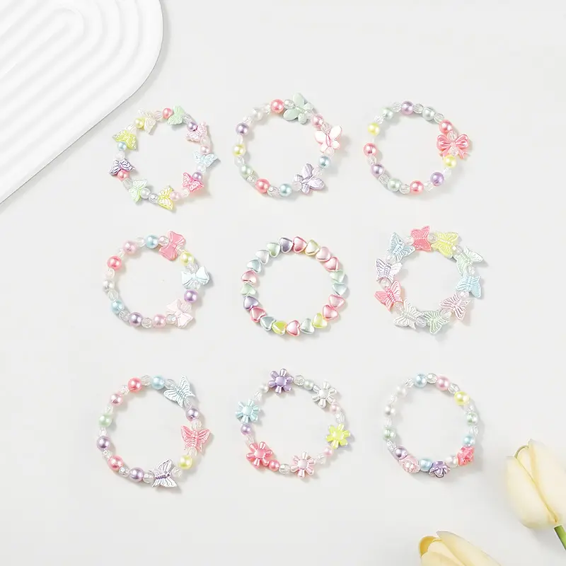 2024 nouveau bracelet papillon léger princesse perle Macaron pour enfants bracelet filles tendance océan d'été