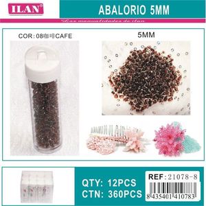 Perline ILAN Abalorio da 5 mm color caffè per la creazione di gioielli, 12 pezzi per tubo - Product Image 1