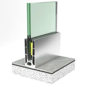 balkon im freien glas rahmenloses balustrade-geländer aluminium u-förmiges kanal glasgeländer-system